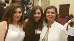 Premio Strega Giovani. Le studentesse del Liceo Giannone, Sabina Carrozzini e Gaia Iannace con la Presidente della Camera Laura Boldrini
