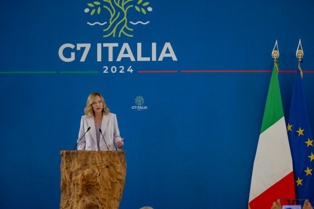 G7 2024 - Borgo Egnazia (Brindisi), 15/06/2024 - Giorgia Meloni durante la conferenza stampa finale (foto Ufficio Stampa Presidenza del Consiglio CC-BY-NC-SA 3.0 IT)